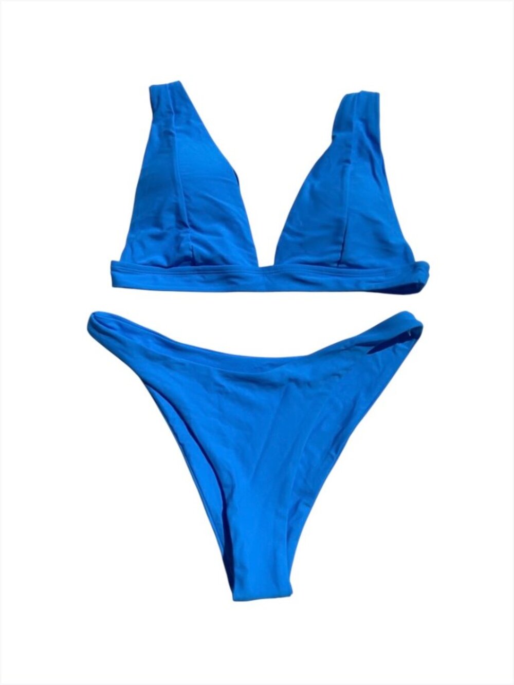 Women's Blue High Cut Bikini Set, L